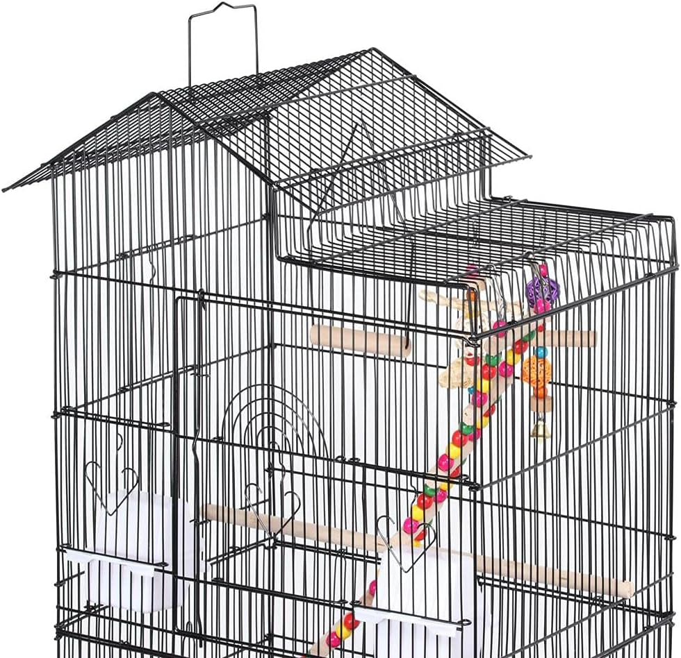 39-Inch Roof Top Large Flight Parrot Bird Cage for Small Quaker Parrot Cockatiel Sun Parakeet Green Cheek Conure Budgie Finch Lovebird Canary Pet Bird Cage W/Toys