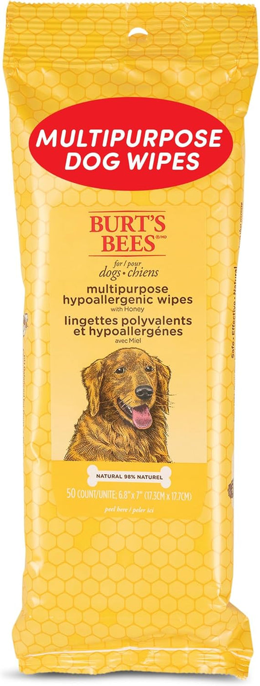 Multipurpose Dog Wipes with with Honey, 98% Natural Origin Formulas, Hypoallergenic Dog Wipes Cleaning, Dog Cleaning Wipes, Dog Wipes for Paws and Butt, 50Ct