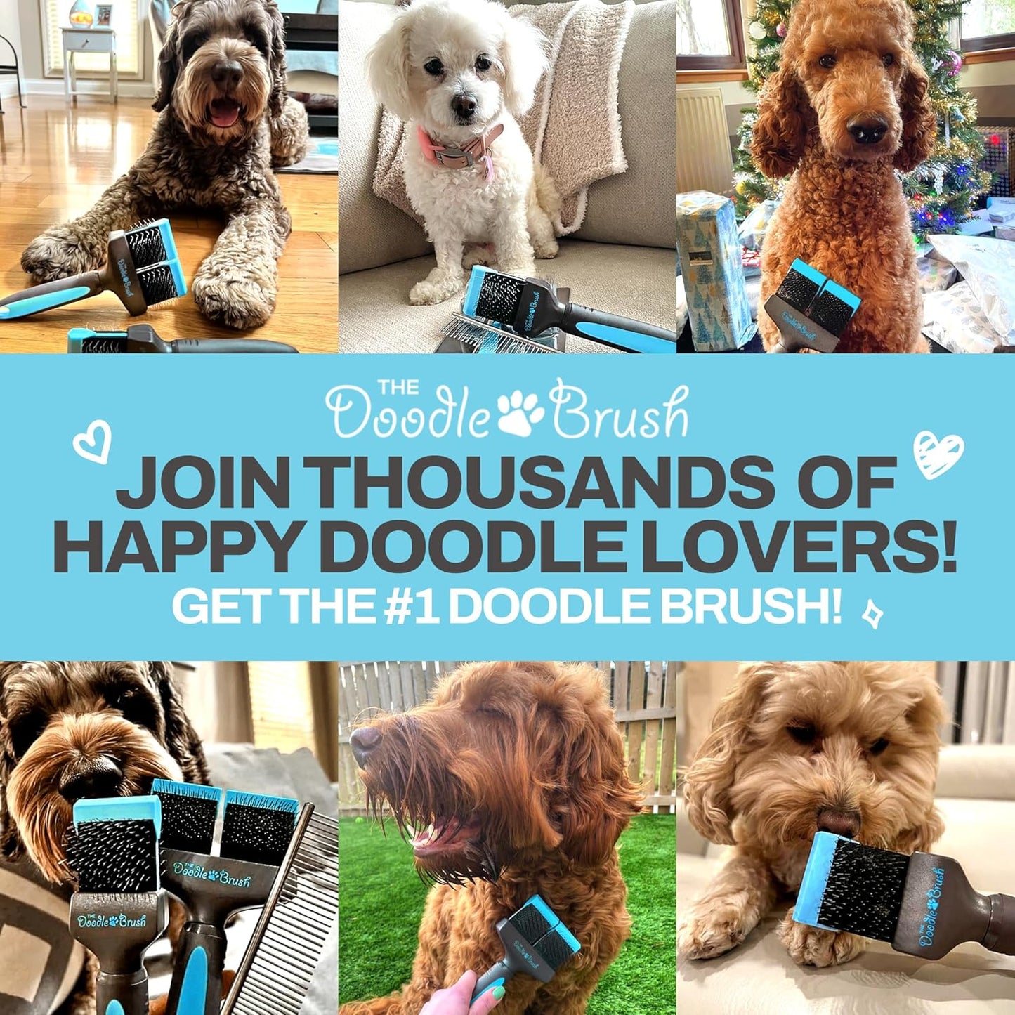 Doodle Brush for Dogs - Dog Hair Brush, Dog Brush for Poodles, Goldendoodle Brush, Bernedoodle - Flexible Head Slicker Brush for Dogs, Poodle Brush, Labradoodle Brush, Sheepadoodle - Dual Head