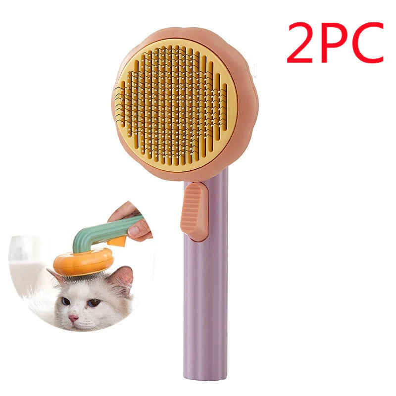 New Pet Cat Brush Hot Selling Hand-Held Steel Wire Self-Cleaning Comb Looper for Hair Removal