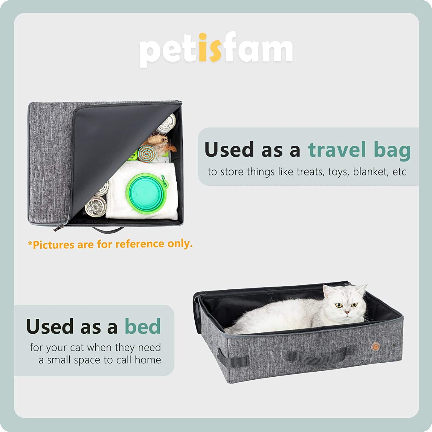 Portable Litter Box for Easy Travel with Cats and Kitties with 1 Collapsible Bowl and 1 Scoop Medium Grey