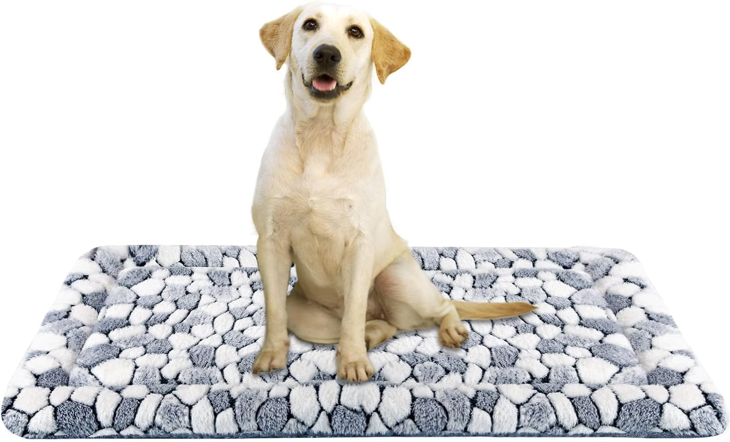 Dog Crate Pad Bed Mat Reversible (Warm & Cool), Soft Pet Sleeping Mat Dog Bed for Crate Suitable for Small to Xx-Large Dogs and Cats, Machine Washable Crate Beds, Grey Stone Pattern