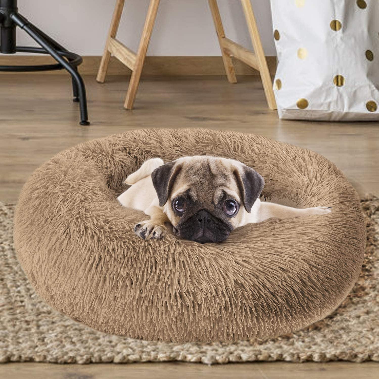 Calming Dog Bed, Ultra Soft & Warm and Comfortable round Bed, Self-Warming and Washable Dog Bed(Size 23"/32"/36"/43")