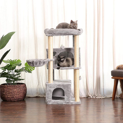 Cat Tree,Multi-Level Cat Condo for Large Cat Tower Furniture with Sisal-Covered Scratching Posts, 2 Plush Condos, Big Plush Perches MPJ011W