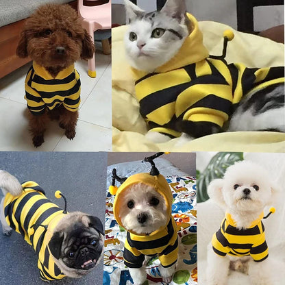 Pet Bee Halloween Costume Dog Hoodies Cat Holiday Cosplay Warm Clothes Puppy Cute Hooded Coat Christmas Outfits for Cat and Small Dogs (Yellow, X-Large)