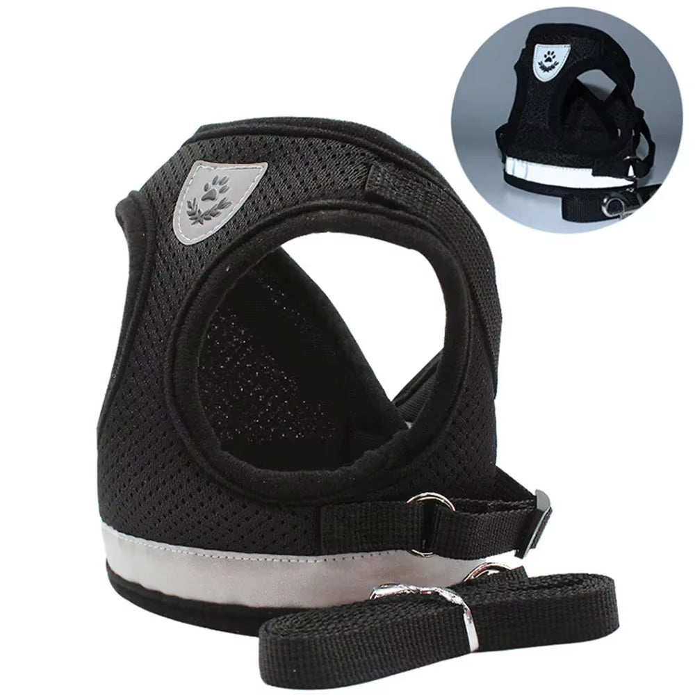 Cat Harness Lead Leash Set Adjustable Reflective Escape Proof Pet Mesh Vest Harness Puppy Dog Collar Small Dog Cat Pet Supplies