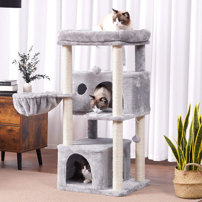 Cat Tree,Multi-Level Cat Condo for Large Cat Tower Furniture with Sisal-Covered Scratching Posts, 2 Plush Condos, Big Plush Perches MPJ011W