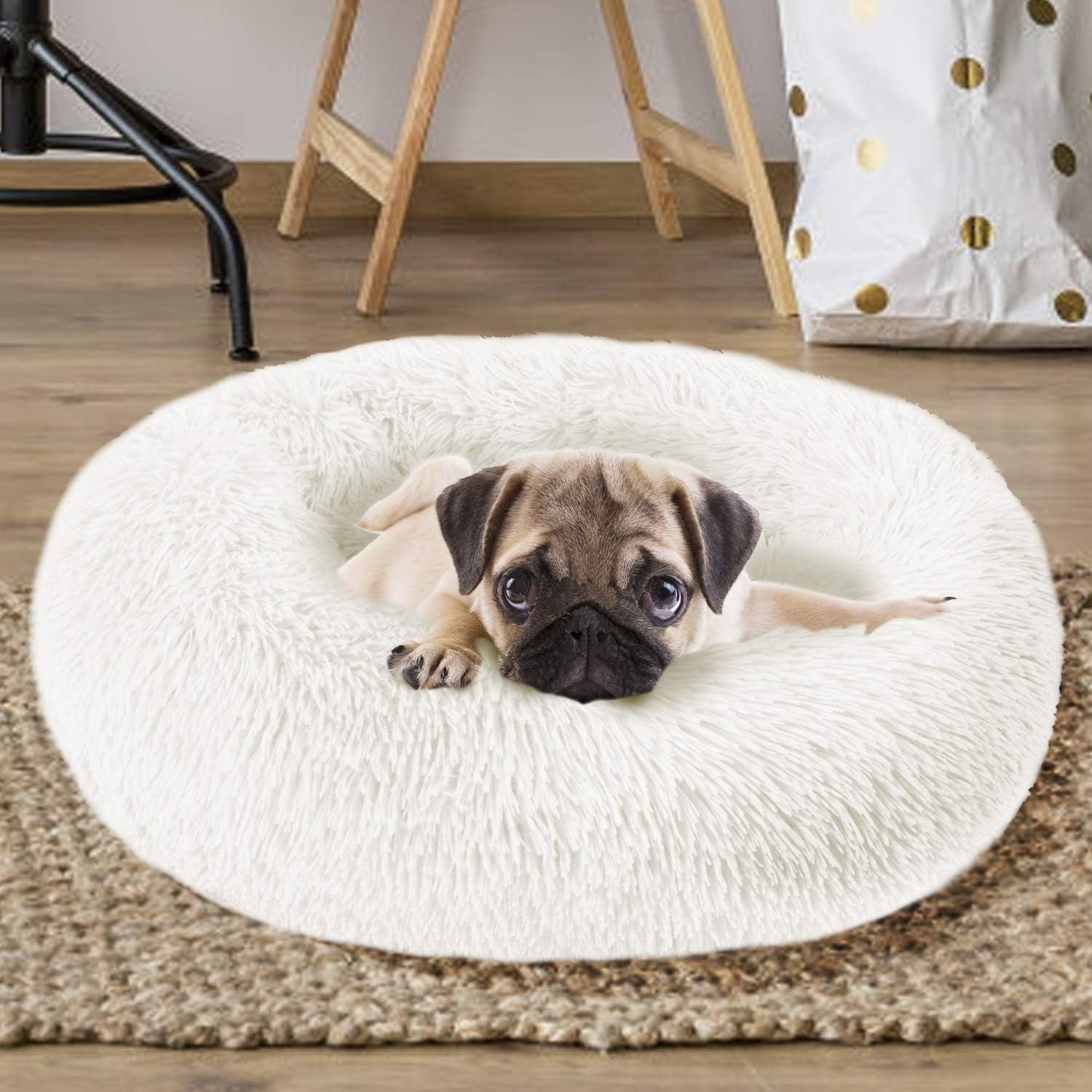 Fluffy Dog Bed Ultra Soft Washable Dog and Cat Cushion Bed Comfy Dog Calming Cuddler Bed