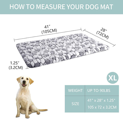 Dog Crate Pad Bed Mat Reversible (Warm & Cool), Soft Pet Sleeping Mat Dog Bed for Crate Suitable for Small to Xx-Large Dogs and Cats, Machine Washable Crate Beds, Grey Stone Pattern