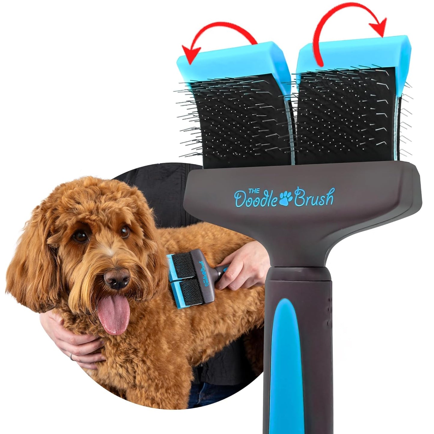 Doodle Brush for Dogs - Dog Hair Brush, Dog Brush for Poodles, Goldendoodle Brush, Bernedoodle - Flexible Head Slicker Brush for Dogs, Poodle Brush, Labradoodle Brush, Sheepadoodle - Dual Head