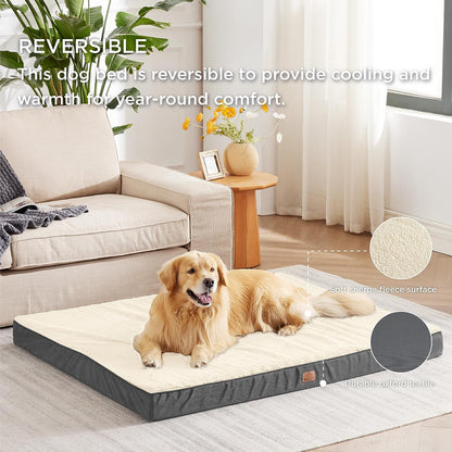 Orthopedic Dog Bed Extra Large - Dog Beds with Removable Washable Cover, Egg Crate Foam Pet Bed Mat, Suitable for Dogs up to 100 Lbs