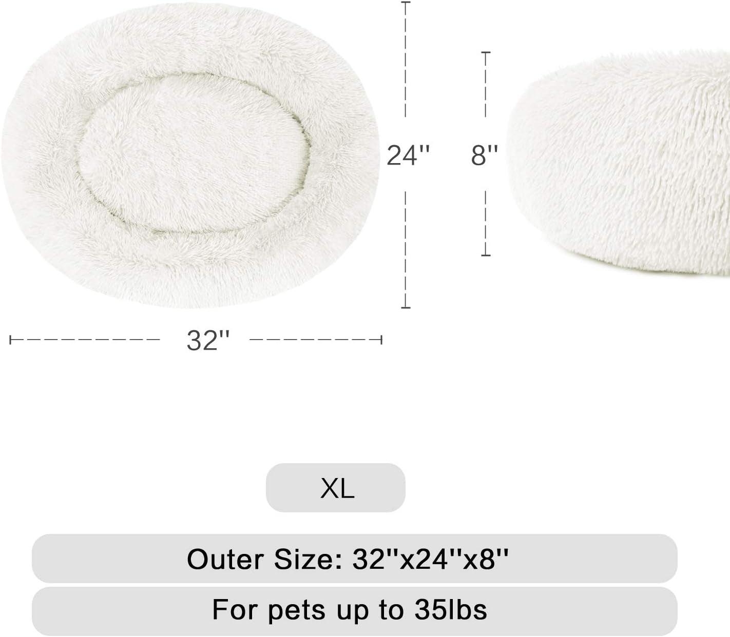 Fluffy Dog Bed Ultra Soft Washable Dog and Cat Cushion Bed Comfy Dog Calming Cuddler Bed