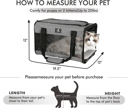 Cat Carrier Dog Carrier Pet Carrier for Small Medium Cats Dogs Puppies of 15 Lbs,Airline Approved Soft Sided Pet Travel Carrier,Dog Carriers for Small Dogs - Black Grey Purple Blue Brown